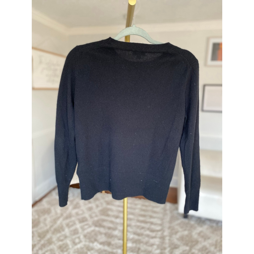 J.Crew 100% Cashmere Crewneck Sweater Black Classic XS Preppy Academia Parisian - Picture 3 of 5